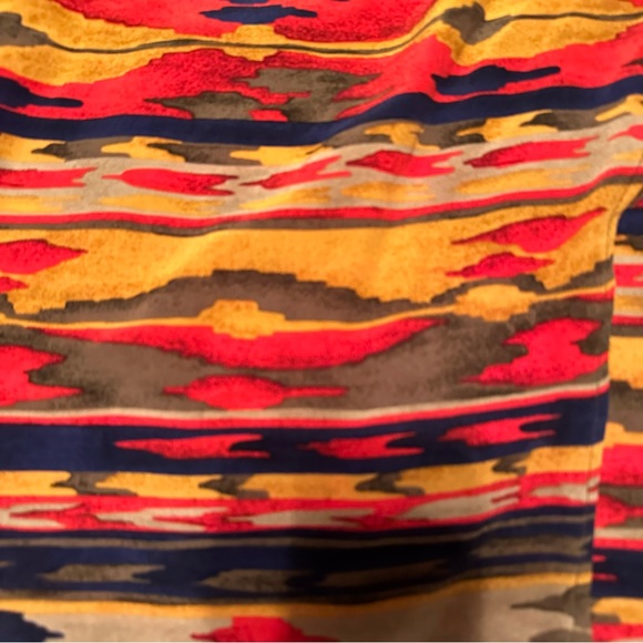 Jones New York Silk Vintage Red Yellow Southwestern Aztec Faux Wrap Maxi Shirt - Picture 6 of 15